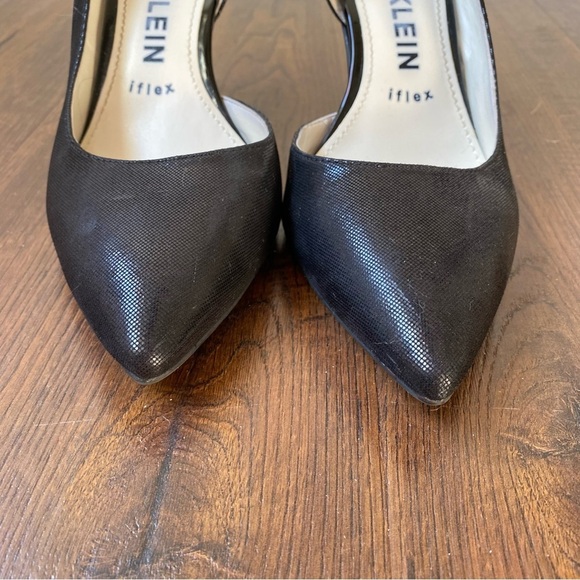Anne Klein iflex Yolden Black Open Inner Side Pointy Toe Heels Pumps SZ 8 - Picture 4 of 14